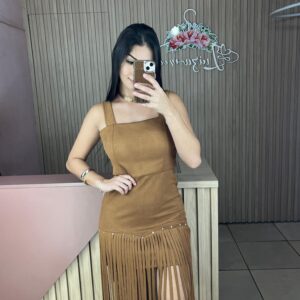 vestido de suede